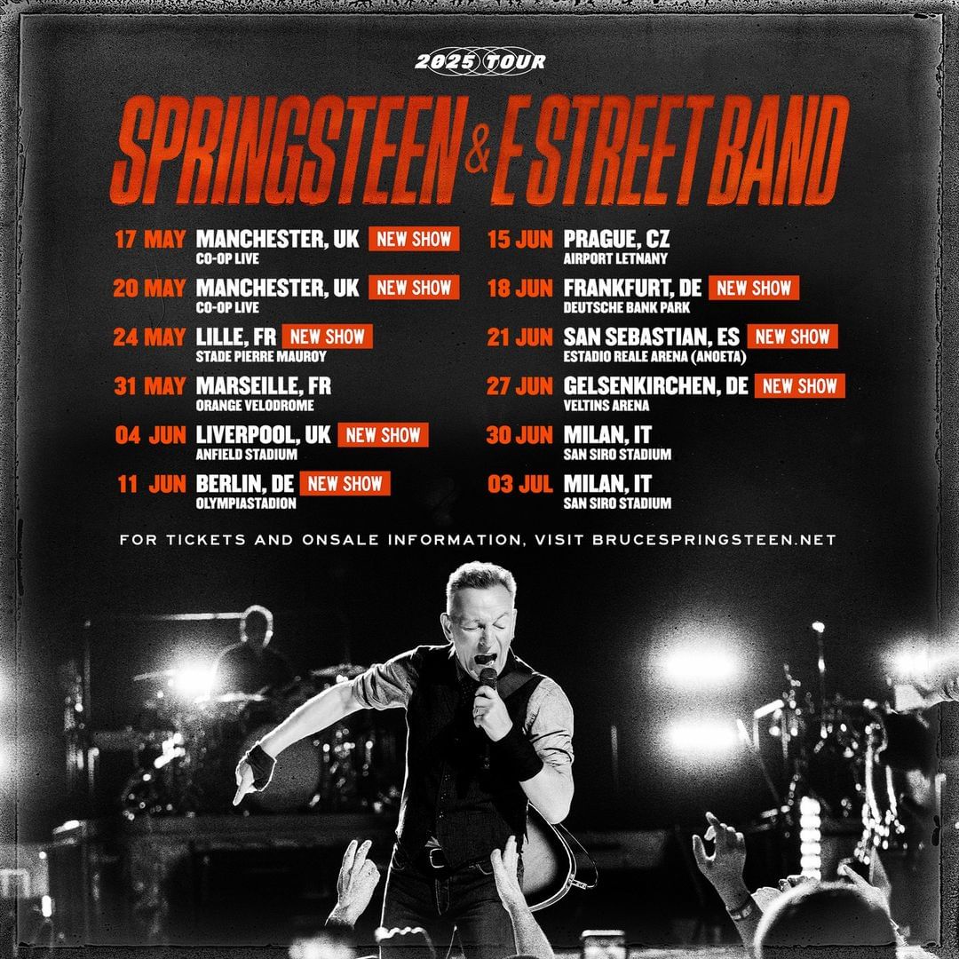 BRUCE SPRINGSTEEN AND THE E STREET BAND: Si Aggiungono Nuove Date al Tour Europeo 2025