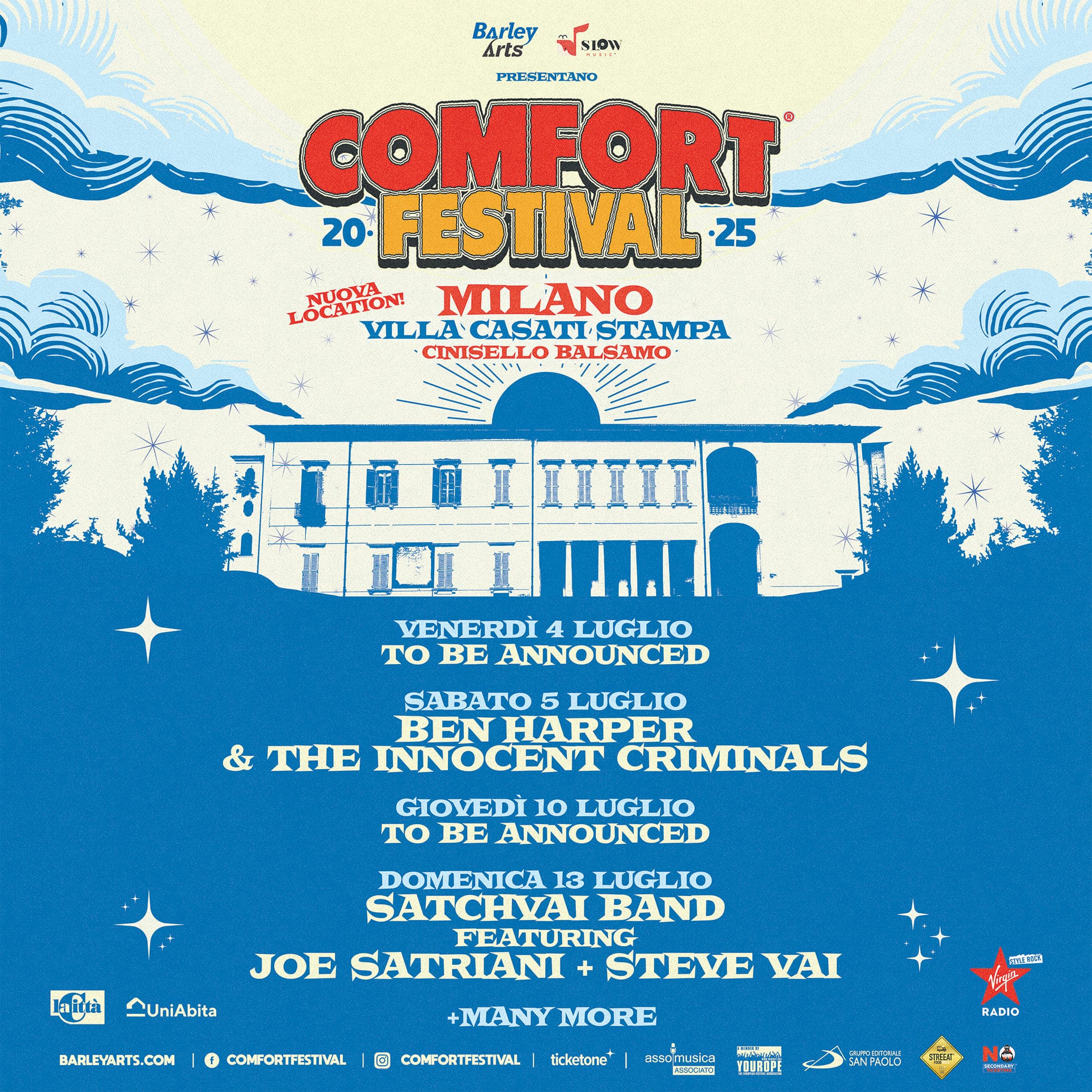 COMFORT FESTIVAL: la Nuova Edizione con Ben Harper e la SatchVai Band con Steve Vai e Joe Satriani